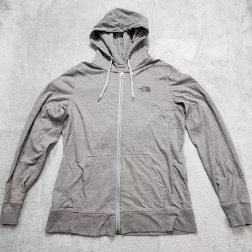 The North Face Hoodie Women's XL Heather Gray Tri-Blend Full Zip Sweatshirt Logo - Front