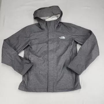The North Face Men's S Heather Gray Hooded Rain Jacket Windbreaker Waterproof - Front