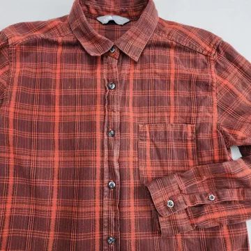 The North Face Womens S Red Plaid Button Up Shirt Long Sleeve Cotton Lyocell - Main