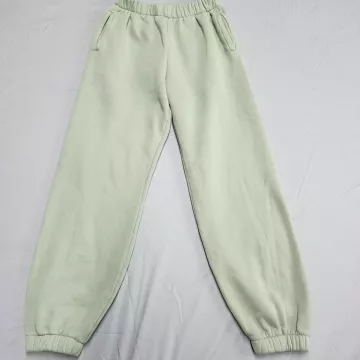 TIC TOC Womens Size M Light Green Fleece Jogger Sweatpants High Rise Pockets - Front