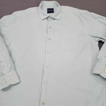 Tommy Bahama Men's L Light Blue Solid Cotton Silk Long Sleeve Button Up Shirt - Main