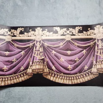 Traditional Damask Purple Gold Black Wallpaper Border Pre-pasted Vinyl New - Main