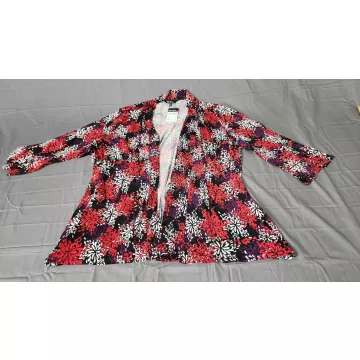 Ulla Popken Plus Size 4XL 28 30 Cardigan Jacket Multicolor Floral Open Front NWT - Front