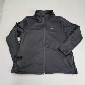 Under Armour ColdGear Full Zip Track Jacket Men's 2XL Black Mock Neck Loose - Front