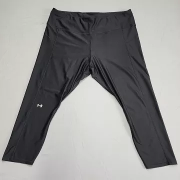 Under Armour HeatGear Leggings Womens 3X Black Compression Cropped High Rise - Front