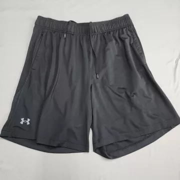 Under Armour HeatGear Mens XL Black Athletic Shorts Loose Fit 8in Inseam Pockets - Front