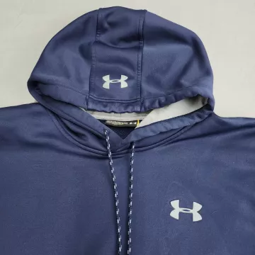 Under Armour Hoodie Mens 3XL Navy Blue Fleece Pullover Sweatshirt Logo - Main