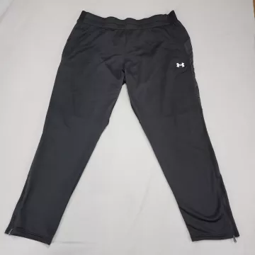 Under Armour Mens 3XLT Track Pants Black Loose Fit Ankle Zip Athletic - Front