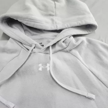 Under Armour Mens Medium Light Gray Pullover Hoodie Sweatshirt Fleece Logo - Main