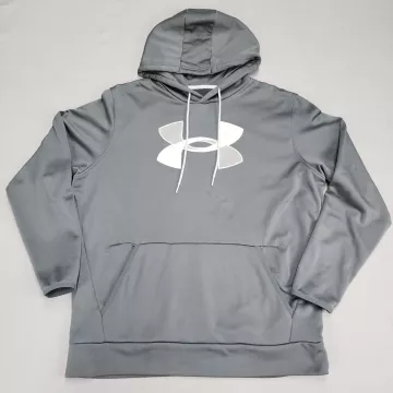 Under Armour Mens XL Gray Pullover Hoodie ColdGear Loose Fit Fleece Sweatshirt - Front