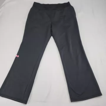 Under Armour Women's XL Black Fleece Lined Sweatpants Pink Ribbon Activewear - Front
