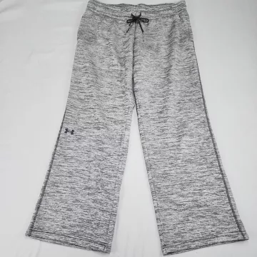 Under Armour Womens XL Heather Gray Knit Sweatpants Mid Rise Drawstring Pockets - Front