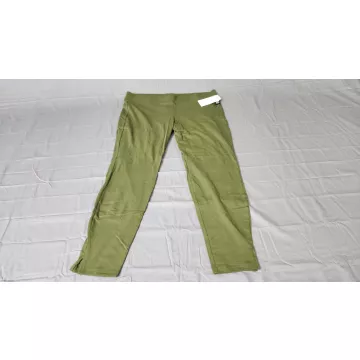 Utopia by HUE Women's Plus 2X Leggings Army Green Ankle Slit Stretch Knit - Front