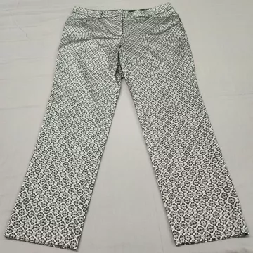 Valerie Stevens Womens 12 Dress Pants Black White Geometric Stretch Mid Rise - Front