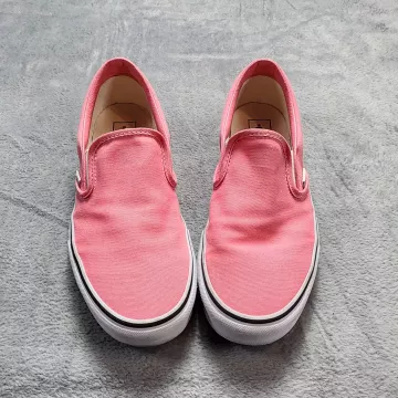 Vans Classic Slip-On Sneakers Women's Pink Canvas Skate Shoes Low Top Casual - Front