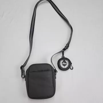 Victoria's Secret PINK Black Nylon Crossbody Bag Detachable Coin Purse - Front