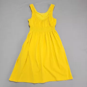 Victoria's Secret Womens XS Yellow Fit Flare Bra Top Dress Smocked Ruched Knit - Front