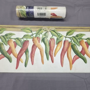 Village Chili Pepper Country Wallpaper Border Red Green Prepasted New Sealed - Main
