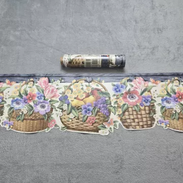 Village Country Floral Fruit Wallpaper Border Prepasted Vinyl New Sealed - Main
