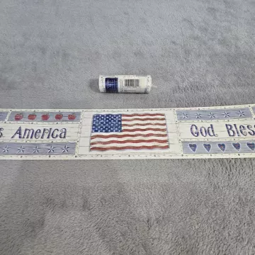 Village Patriotic Country Wallpaper Border Red White Blue Prepasted New Sealed - Main