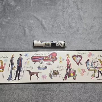 Village Poodle Retro Wallpaper Border Multicolor Prepasted Vinyl New Sealed - Main