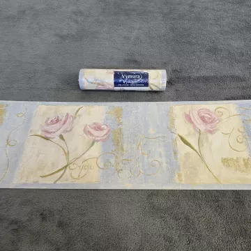 Vymura Olivia Floral Pink Blue Wallpaper Border Prepasted Vinyl New Sealed - Main