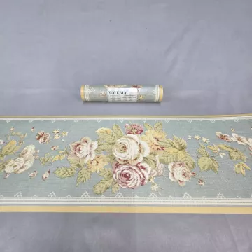 Waverly Country Floral Green Pink Wallpaper Border New Unpasted Textured - Main