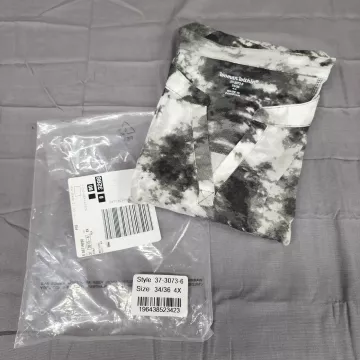 Woman Within Womens 4X Plus Tunic Top Black White Tie Dye 3/4 Sleeve V-Neck - Main