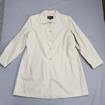 WP by Weatherproof Womens Beige Mac Trench Coat Jacket Size XL Button Pockets - Front