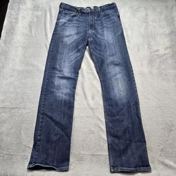 Wrangler Jeans Men's 36x33 Blue Denim Straight Leg Flex High Rise 5-Pocket - Front