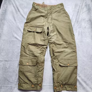 WWII USAAF Type A-9 Flight Trousers Alpaca Lined Vintage Olive Drab Pants 36x28 - Front