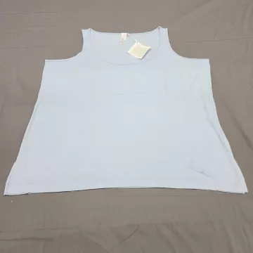 Wynne Layers Womens Plus Size 3X Tank Top Light Blue Scoop Neck Viscose Stretch - Front