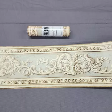York Acanthus Scroll Beige Blue Wallpaper Border Prepasted Sure Strip New - Main