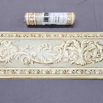 York Acanthus Scroll Beige Blue Wallpaper Border Prepasted Sure Strip Sealed - Main
