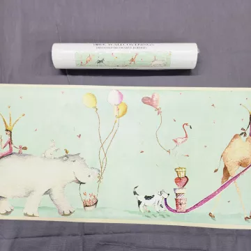 York Animal Parade Pastel Green Wallpaper Border New Sealed Prepasted Nursery - Main