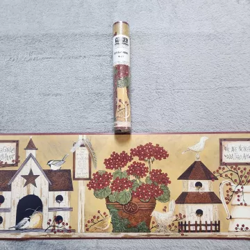 York Birdhouse Floral Multicolor Wallpaper Border Prepasted New Sealed - Main