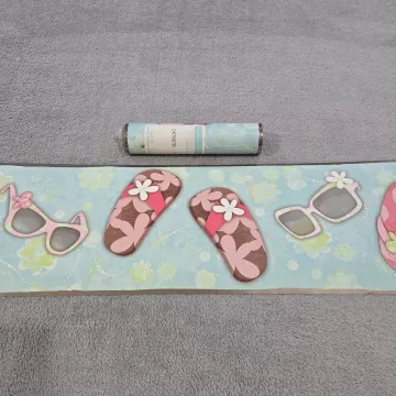 York Candice Olson Beach Flip Flops Blue Wallpaper Border Prepasted New - Main