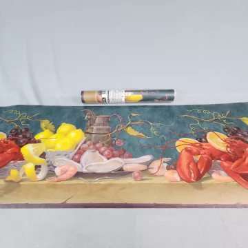 York Coastal Seafood Fruit Teal Wallpaper Border Prepasted Vinyl NC4763 - Main
