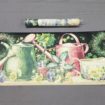 York Country Garden Botanical Black Wallpaper Border Pre-pasted New Sealed - Main