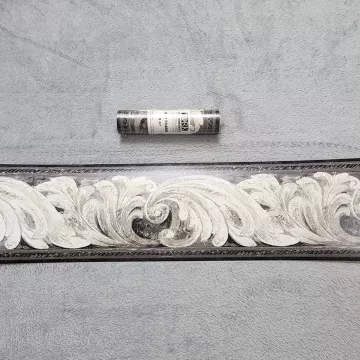 York Damask Black Cream Gray Wallpaper Border Prepasted New Sealed BG1704BD - Main