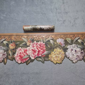 York Floral Scalloped Wallpaper Border Green Pink New Prepasted HP5496B - Main