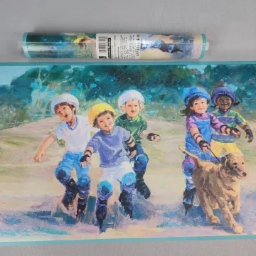 York Kids Rollerblading Scenic Multicolor Wallpaper Border Prepasted New - Main