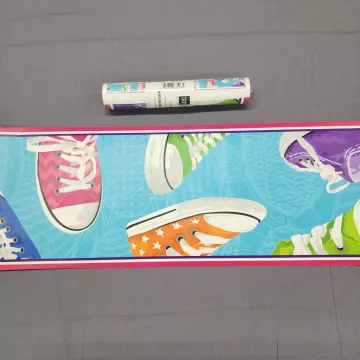 York Kids Sneaker Blue Wallpaper Border Sure Strip Prepasted New - Main