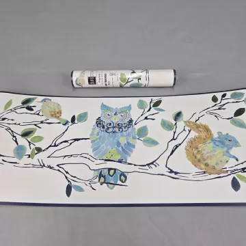 York Owl Animal Nursery Wallpaper Border Multicolor Prepasted New Sealed - Main