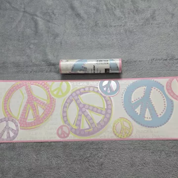 York Peace Love Multicolor Wallpaper Border Prepasted Glitter New Sealed - Main
