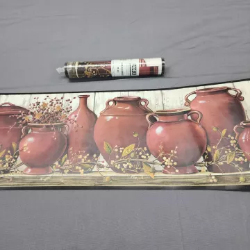 York Rustic Botanical Clay Pot Wallpaper Border Prepasted Vinyl New Sealed - Main