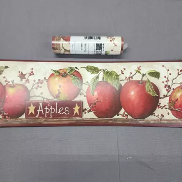 York Sure Strip Apple Country Wallpaper Border Prepasted Red Green New Sealed - Main