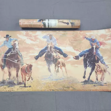 York Vintage Western Cowboy Rodeo Scenic Wallpaper Border Prepasted New Sealed - Main