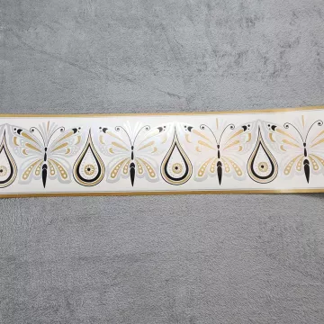 York Wallcoverings Art Deco Butterfly Gold Black Wallpaper Border Prepasted New - Main