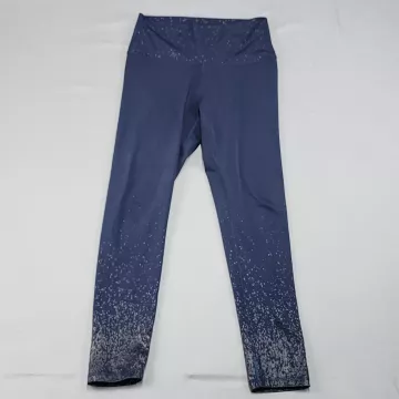 Z by Zobha Womens L Navy Blue High Rise Metallic Speckled Ombre Leggings - Front